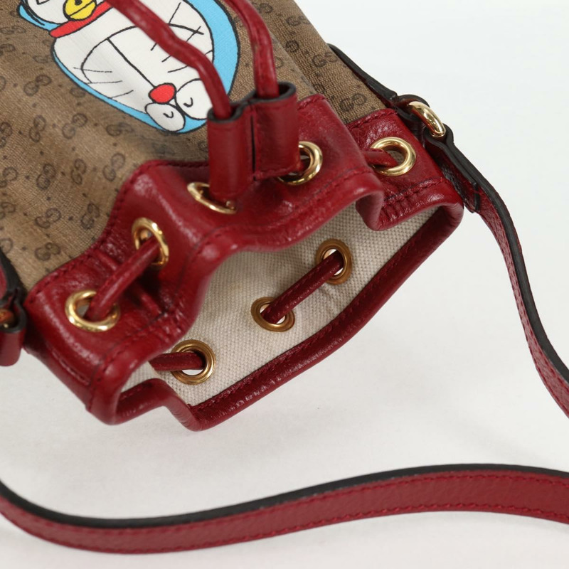 【日本直送】GUCCI Micro GG Supreme Doraemon 聯名款手提包 PVC 米色 金色 正品 132450SAM-5