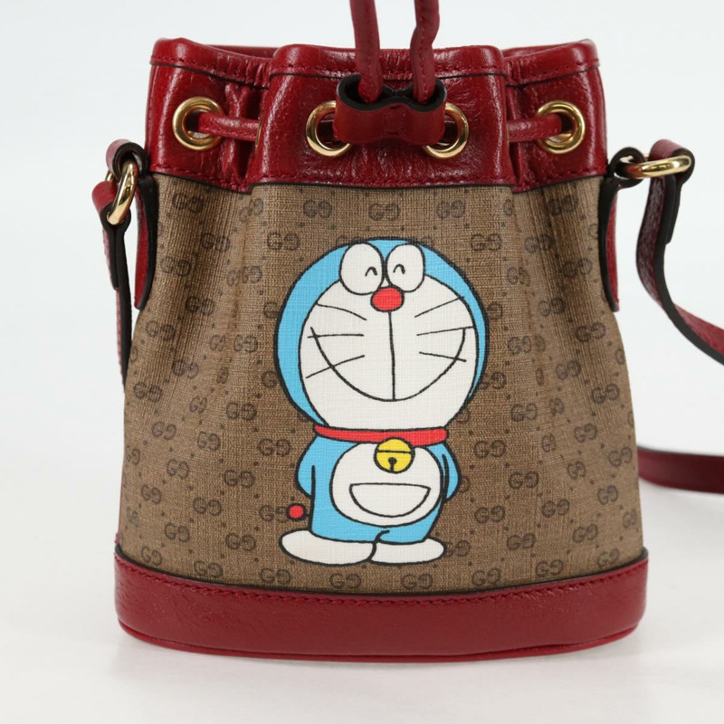 【日本直送】GUCCI Micro GG Supreme Doraemon 聯名款手提包 PVC 米色 金色 正品 132450SAM-13