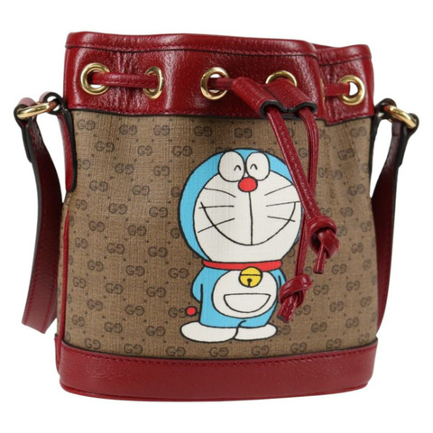GUCCI Micro GG Supreme哆啦A夢聯名手提包 PVC 米色 647801 正品 135552SAM