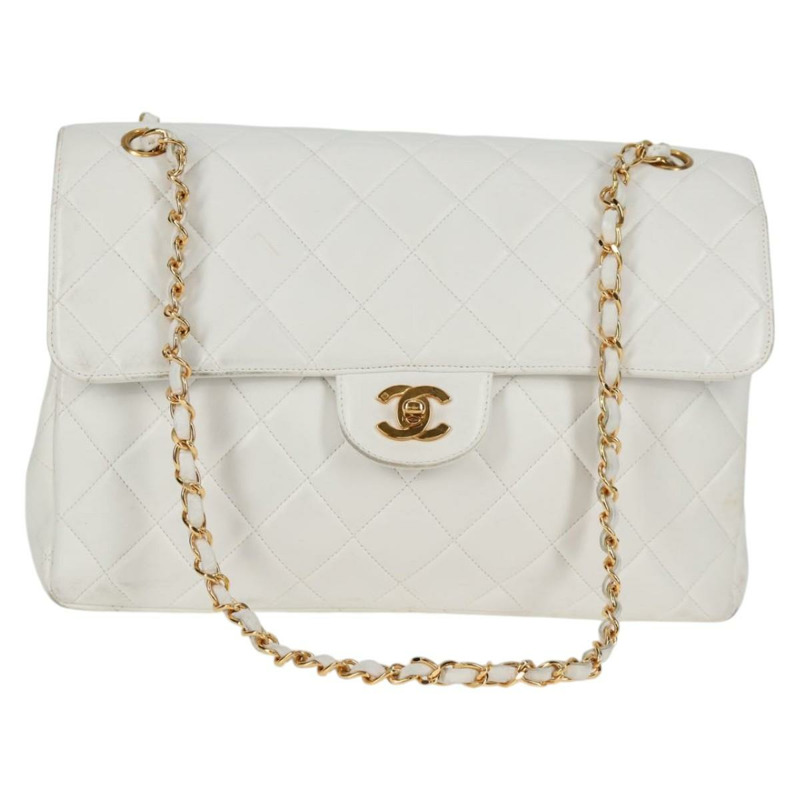 【日本直送】香奈兒 Matelasse 30 雙面鏈條包,羊皮材質,白色金色 CC 標誌,正品編號 bs17533SAV-1