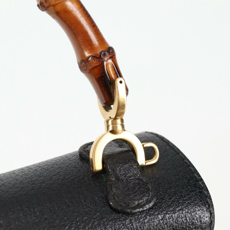 【日本直送】GUCCI 竹節手提包 皮革 黑色 金色 001 1781 1577 0 Auth 137706V-9