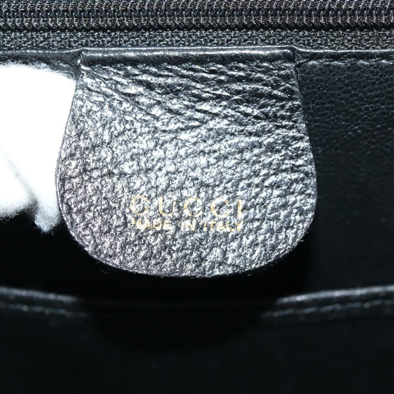 【日本直送】GUCCI 竹節手提包 皮革 黑色 金色 001 1781 1577 0 Auth 137706V-18