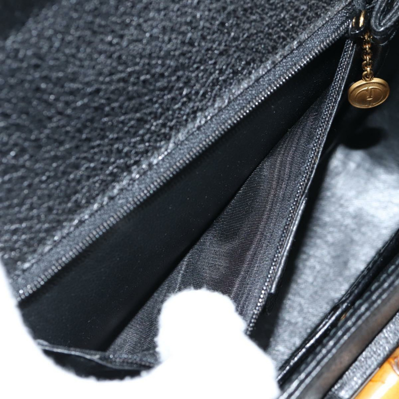 【日本直送】GUCCI 竹節手提包 皮革 黑色 金色 001 1781 1577 0 Auth 137706V-22