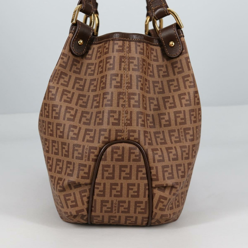 【日本直送】FENDI Zucchino帆布Mamma Baguette單肩包 PVC米色金色 正品 135115SAV-2
