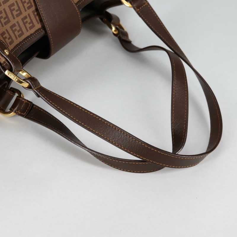 【日本直送】FENDI Zucchino帆布Mamma Baguette單肩包 PVC米色金色 正品 135115SAV-6