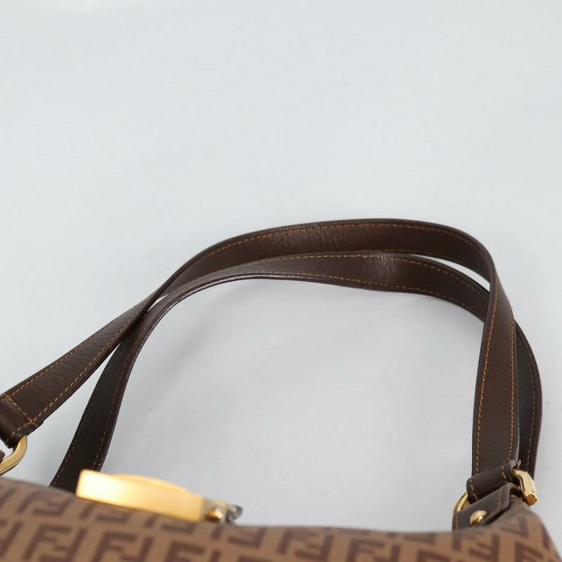 【日本直送】FENDI Zucchino帆布Mamma Baguette單肩包 PVC米色金色 正品 135115SAV-7