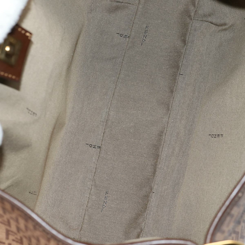 【日本直送】FENDI Zucchino帆布Mamma Baguette單肩包 PVC米色金色 正品 135115SAV-9