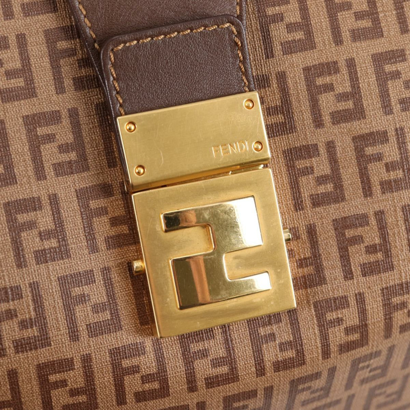 【日本直送】FENDI Zucchino帆布Mamma Baguette單肩包 PVC米色金色 正品 135115SAV-17