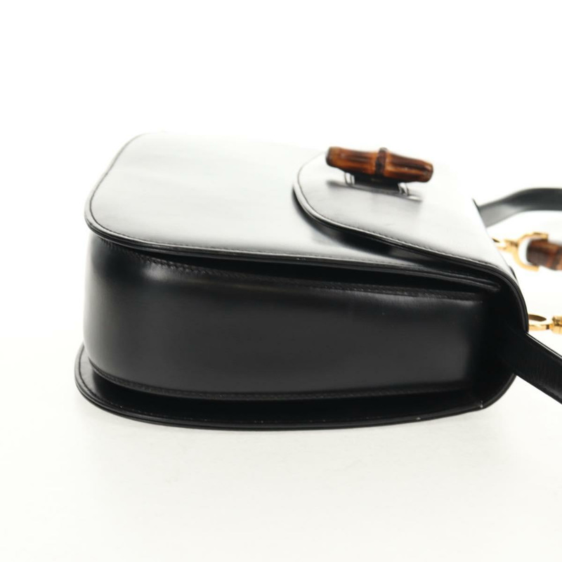 【日本直送】GUCCI 竹節手提包 皮革 兩用 黑色 金色 000 46 0063 正品 145923V-3