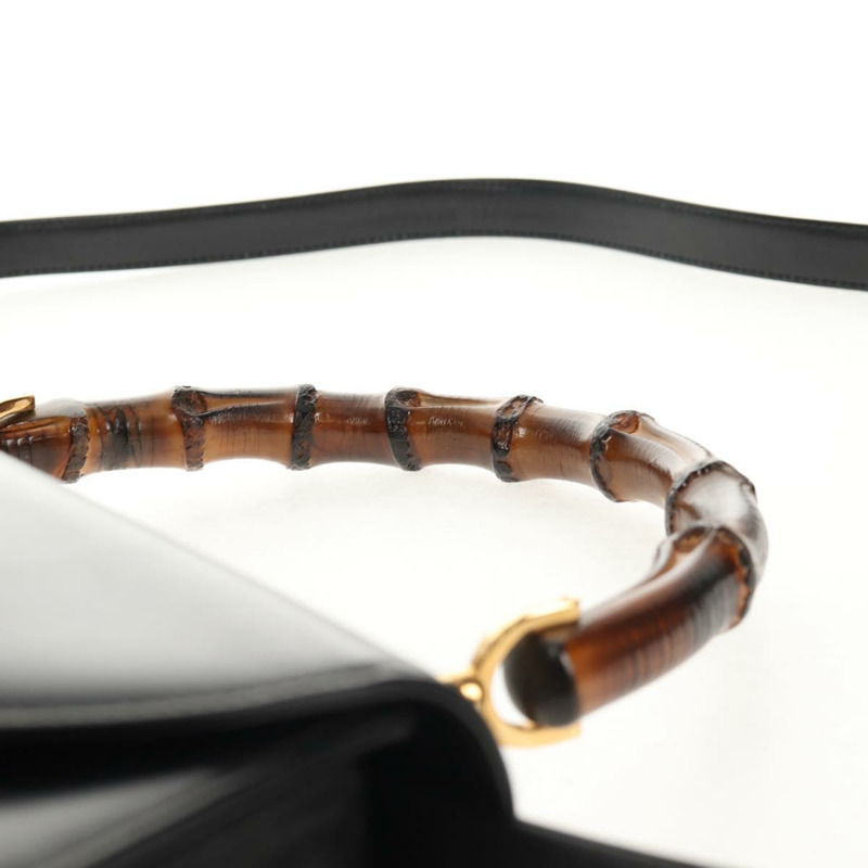 【日本直送】GUCCI 竹節手提包 皮革 兩用 黑色 金色 000 46 0063 正品 145923V-13