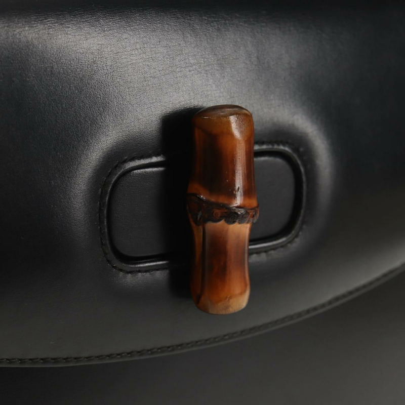 【日本直送】GUCCI 竹節手提包 皮革 兩用 黑色 金色 000 46 0063 正品 145923V-19