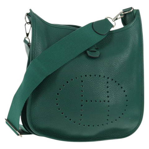 愛馬仕 Evelyn 3 PM 單肩包 Taurillon Clemence 綠色 正品 BA6847SM
