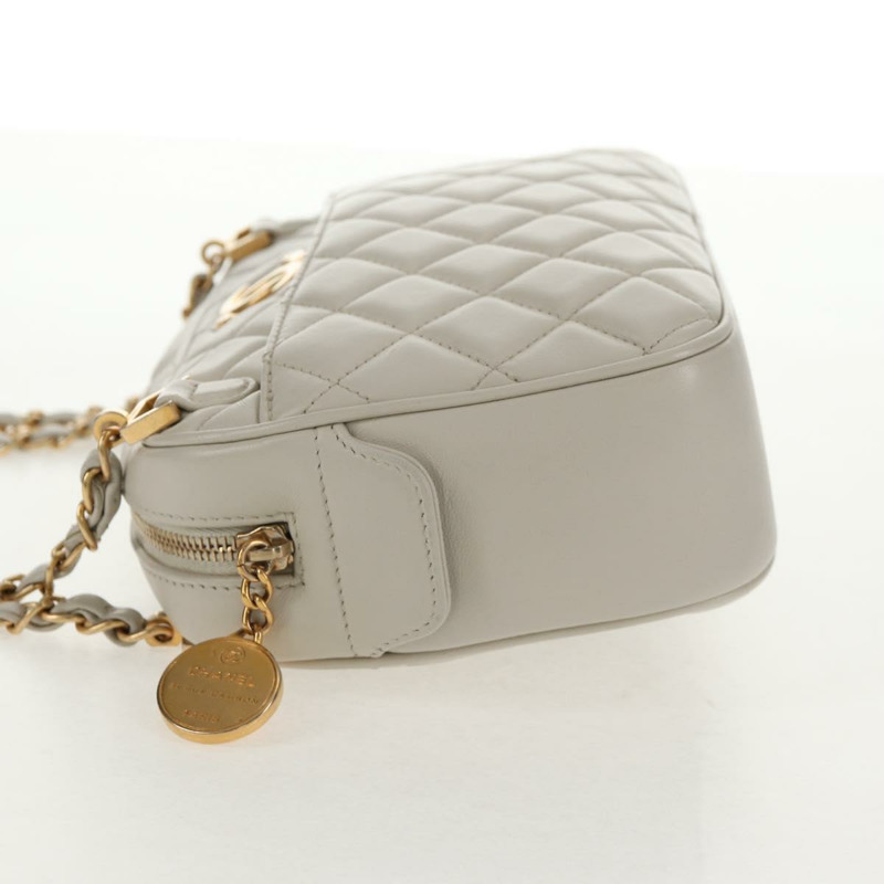 【日本直送】香奈兒 (CHANEL) 絎縫鏈條單肩包 白色皮革 CC 正品 BA6864SAV-2