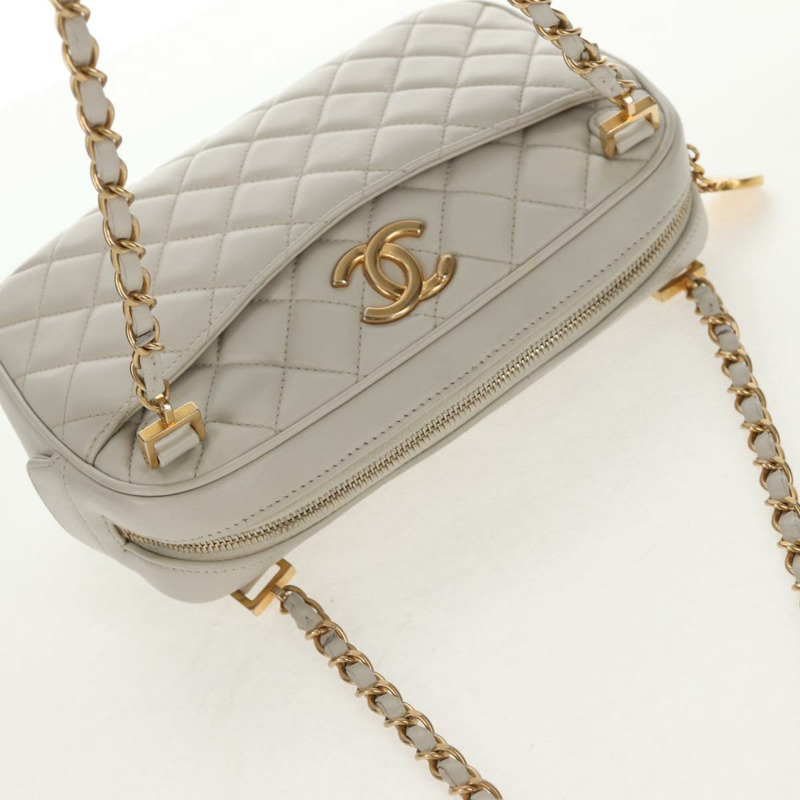 【日本直送】香奈兒 (CHANEL) 絎縫鏈條單肩包 白色皮革 CC 正品 BA6864SAV-5