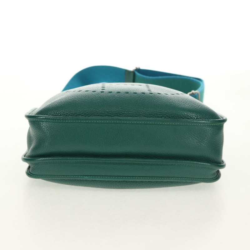 【日本直送】愛馬仕 Evelyn 3 GM 單肩背包，綠色皮革，正品 bs29763SAM-4