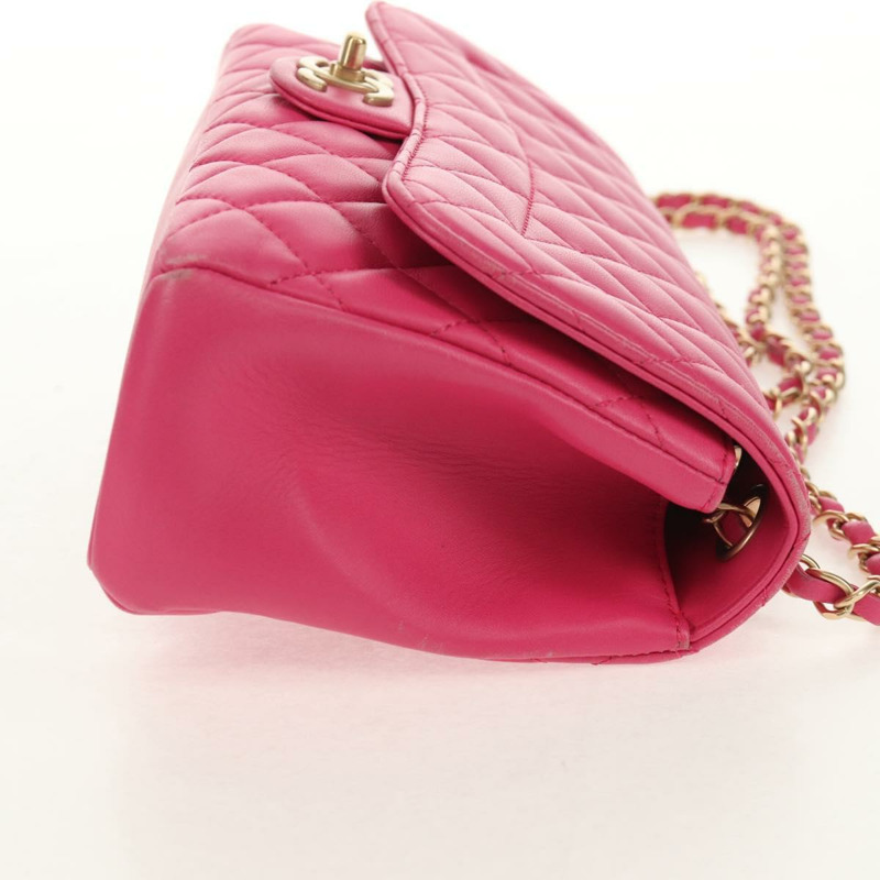 【日本直送】香奈兒 (CHANEL) 絎縫鏈條單肩包 羊皮 粉紅色 金 CC 標誌 正品 yk19844SAM-3