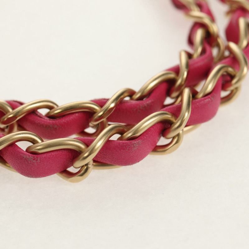 【日本直送】香奈兒 (CHANEL) 絎縫鏈條單肩包 羊皮 粉紅色 金 CC 標誌 正品 yk19844SAM-7