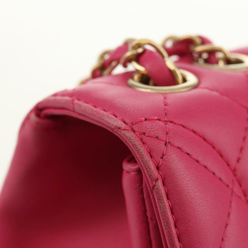 【日本直送】香奈兒 (CHANEL) 絎縫鏈條單肩包 羊皮 粉紅色 金 CC 標誌 正品 yk19844SAM-8