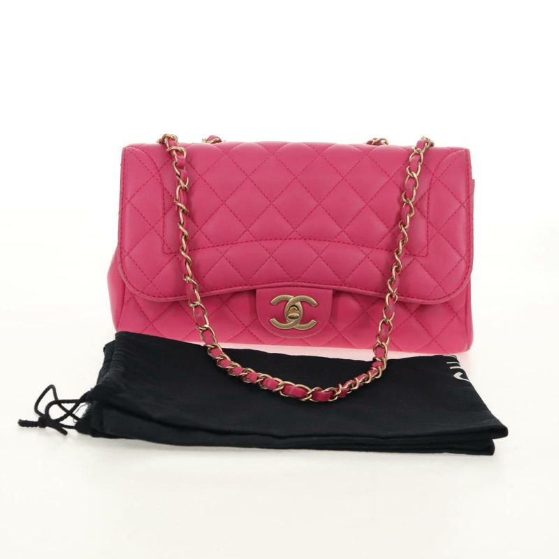 【日本直送】香奈兒 (CHANEL) 絎縫鏈條單肩包 羊皮 粉紅色 金 CC 標誌 正品 yk19844SAM-11