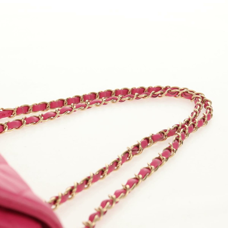 【日本直送】香奈兒 (CHANEL) 絎縫鏈條單肩包 羊皮 粉紅色 金 CC 標誌 正品 yk19844SAM-13