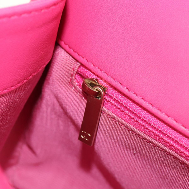 【日本直送】香奈兒 (CHANEL) 絎縫鏈條單肩包 羊皮 粉紅色 金 CC 標誌 正品 yk19844SAM-25