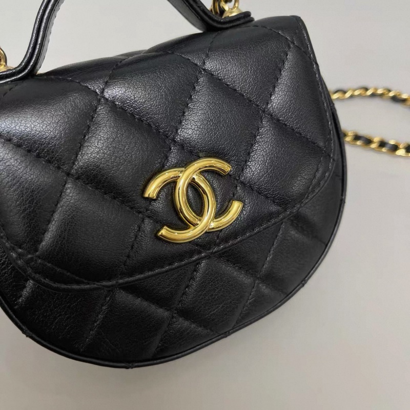 Chanel香奈兒 黑金全皮mini元寶包 芯片-2