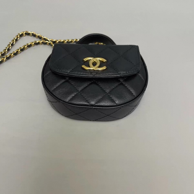 Chanel香奈兒 黑金全皮mini元寶包 芯片-4