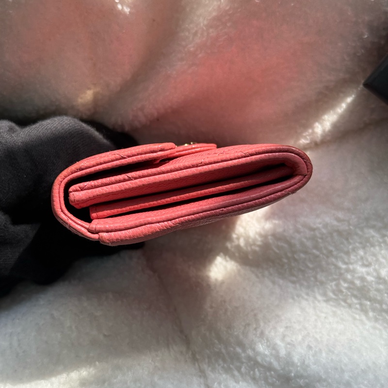 (上海購證🌹全配）香奈兒cf雙層荔枝零錢包 💕乾燥玫瑰粉-2
