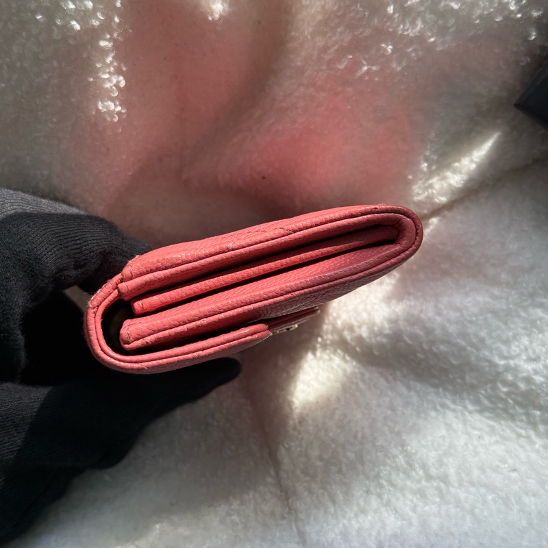 (上海購證🌹全配）香奈兒cf雙層荔枝零錢包 💕乾燥玫瑰粉-3