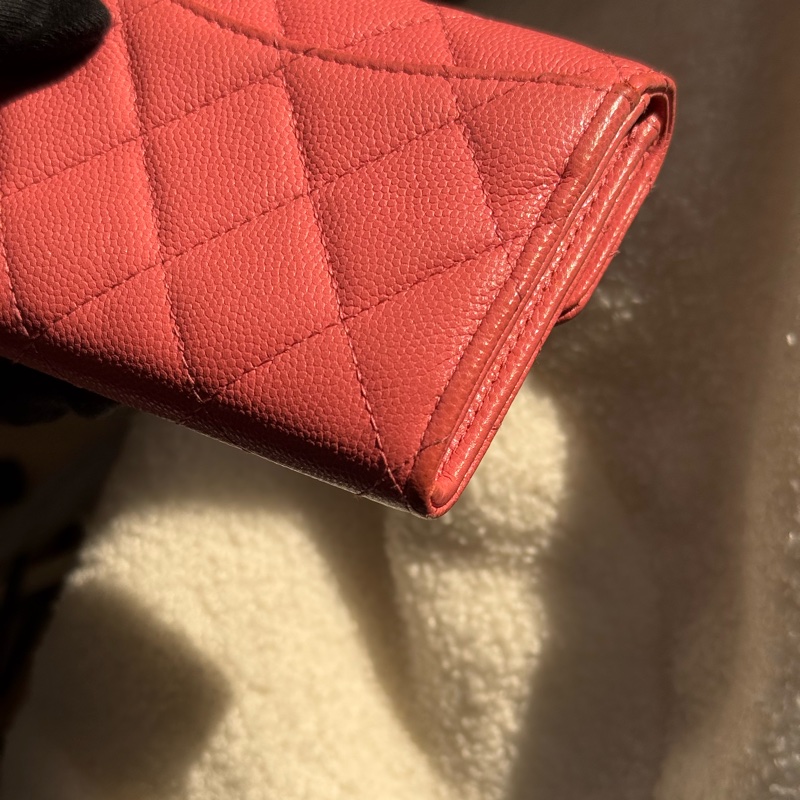 (上海購證🌹全配）香奈兒cf雙層荔枝零錢包 💕乾燥玫瑰粉-10