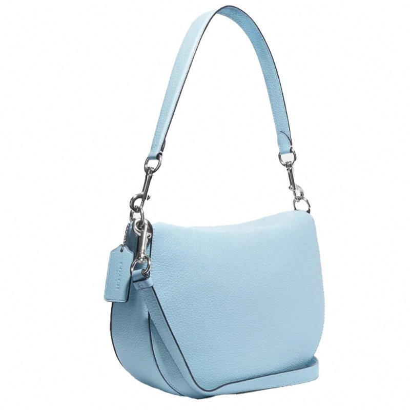 【COACH】旋扣造型斜肩背兩用包-寶寶藍-4