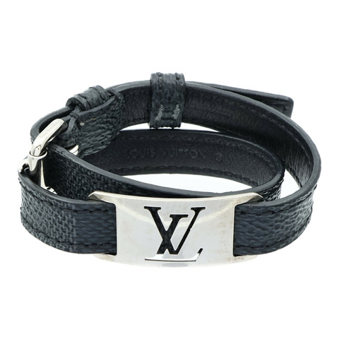 LOUIS VUITTON Damier Graphite Sign It Bracelet銀扣手鏈