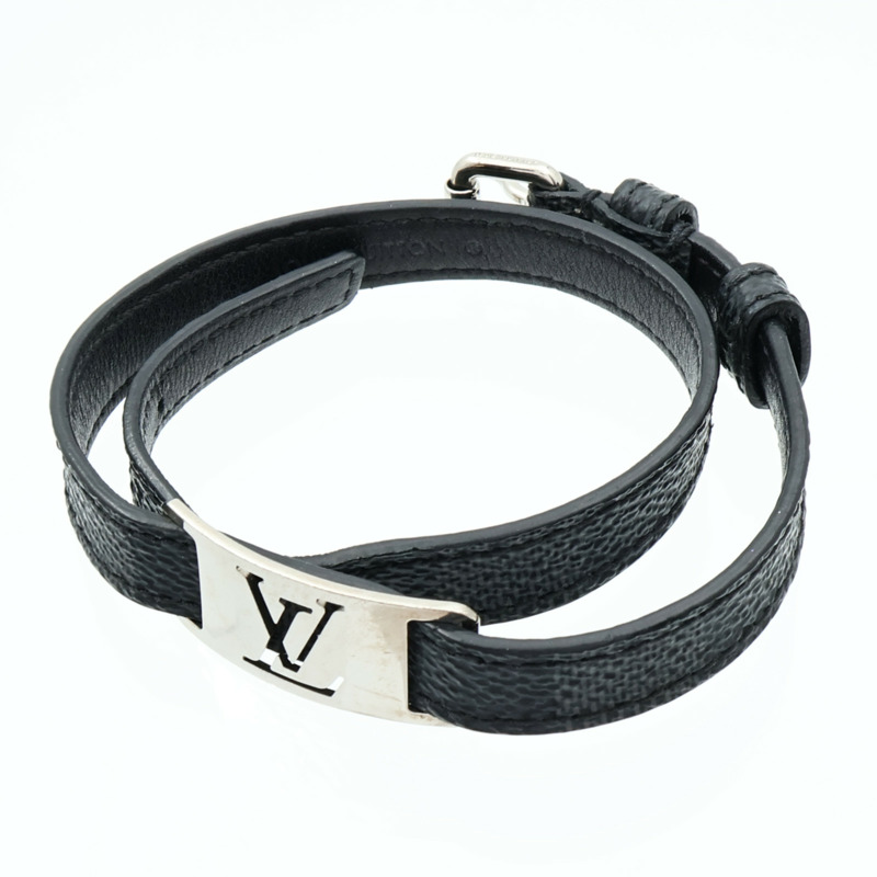 LOUIS VUITTON Damier Graphite Sign It Bracelet銀扣手鏈-5