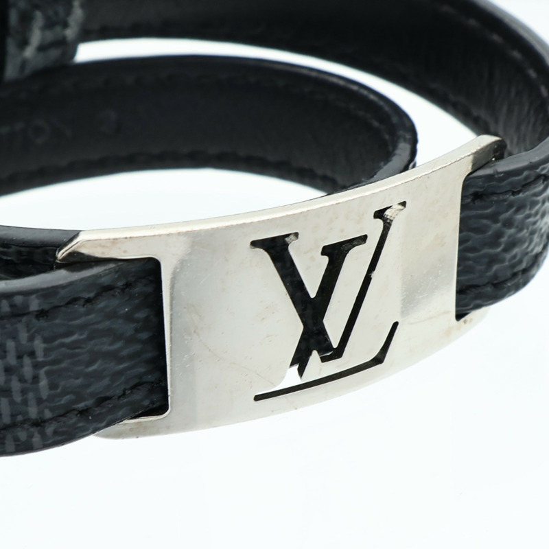 LOUIS VUITTON Damier Graphite Sign It Bracelet銀扣手鏈-6