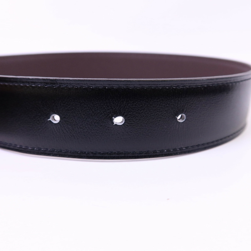 HERMES Box/Togo皮革Constance H Belt 90cm金扣皮帶Noir/Chocolat-8