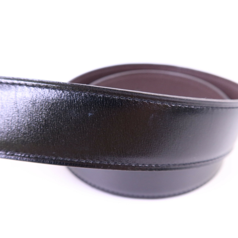 HERMES Box/Togo皮革Constance H Belt 90cm金扣皮帶Noir/Chocolat-11