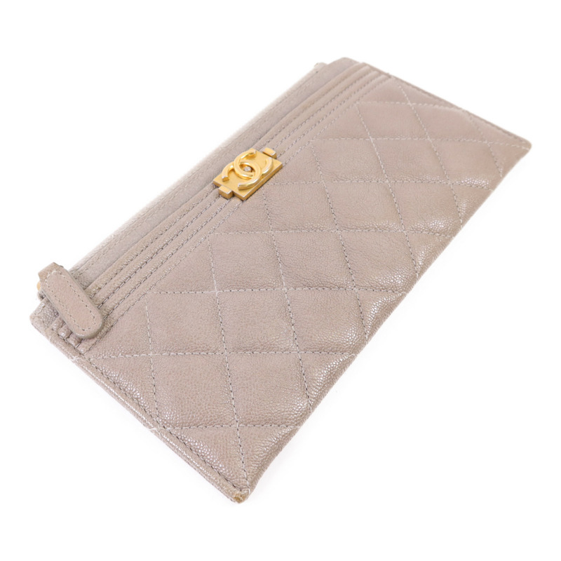 CHANEL 牛皮皮革Boy Long Wallet金扣長錢包-2