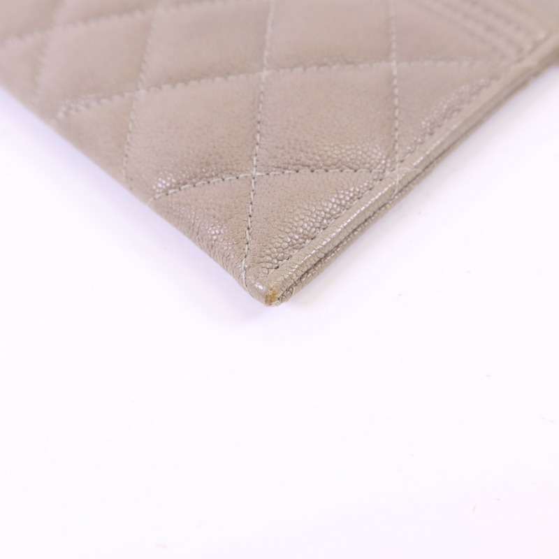 CHANEL 牛皮皮革Boy Long Wallet金扣長錢包-10