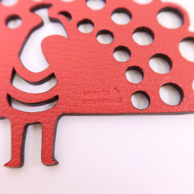 HERMES Clemence皮革/Chevre皮革Petit H Peacock Charm掛飾-6