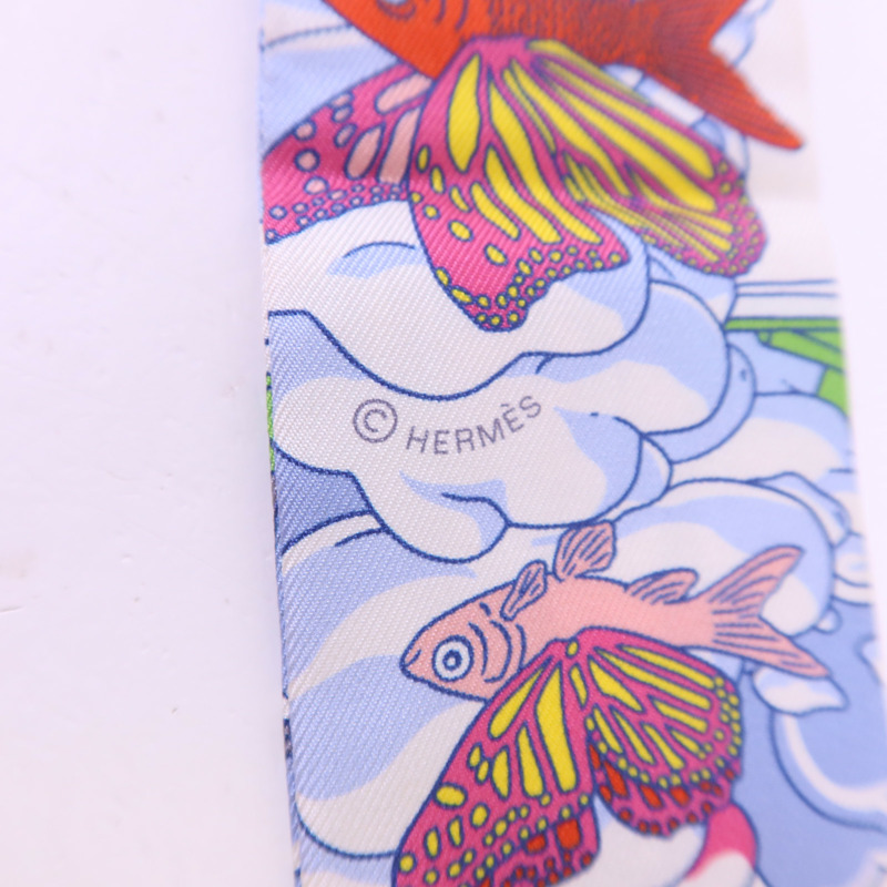 HERMES 絲質Twilly絲巾-5
