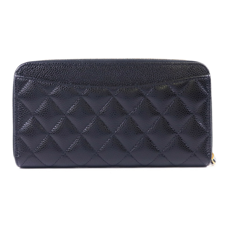 CHANEL 牛皮皮革Zipper Long Wallet金扣長錢包-1