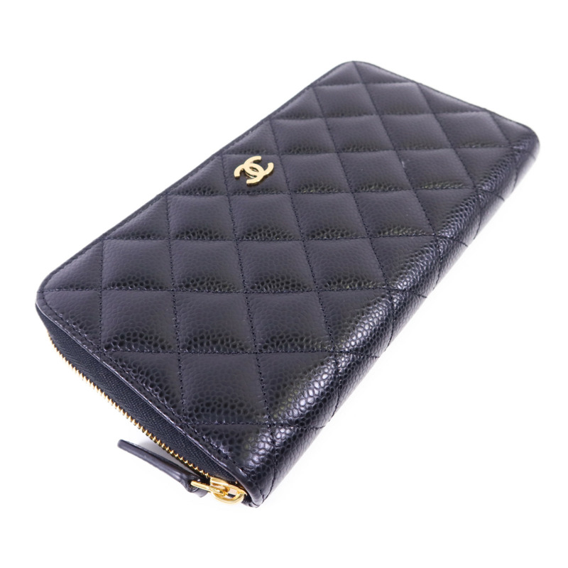 CHANEL 牛皮皮革Zipper Long Wallet金扣長錢包-2