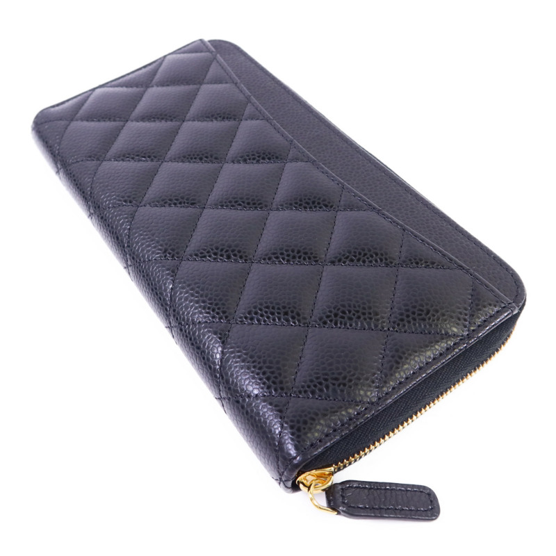 CHANEL 牛皮皮革Zipper Long Wallet金扣長錢包-3