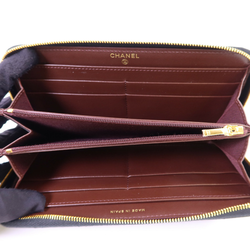 CHANEL 牛皮皮革Zipper Long Wallet金扣長錢包-4