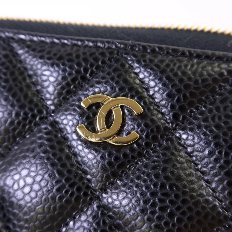 CHANEL 牛皮皮革Zipper Long Wallet金扣長錢包-9