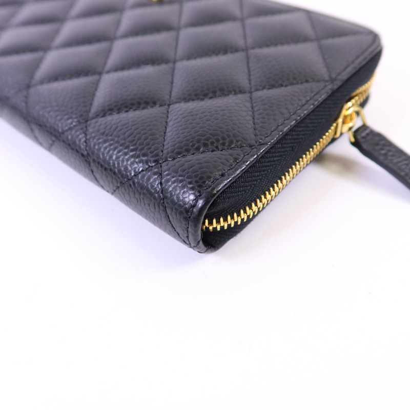 CHANEL 牛皮皮革Zipper Long Wallet金扣長錢包-11