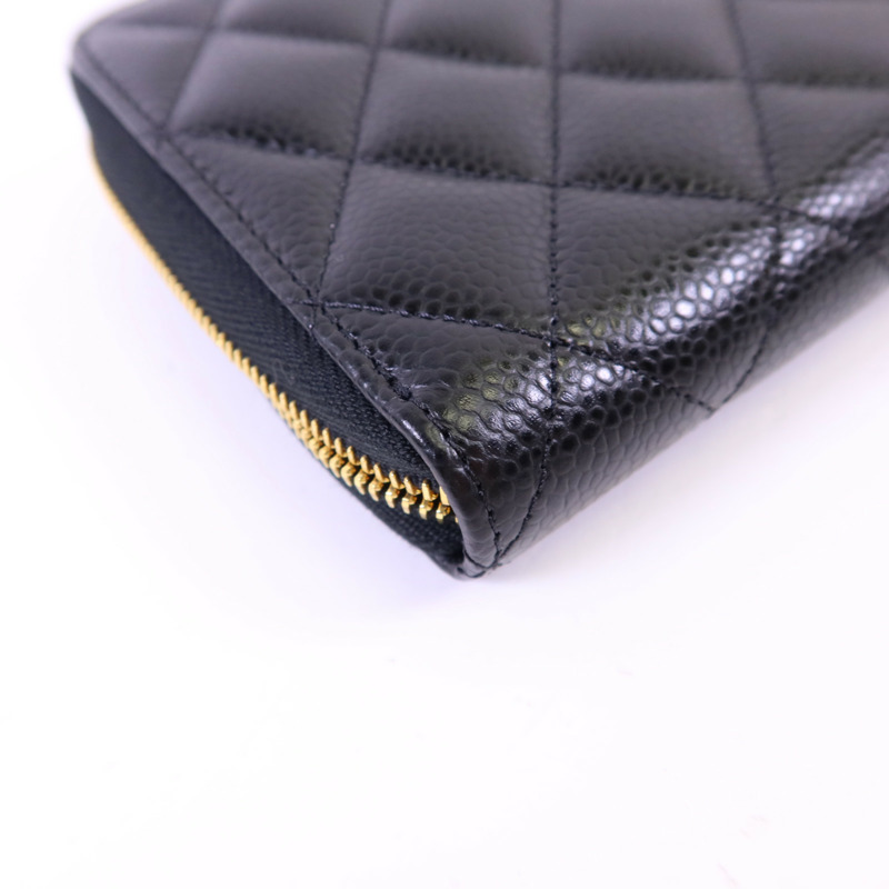 CHANEL 牛皮皮革Zipper Long Wallet金扣長錢包-12