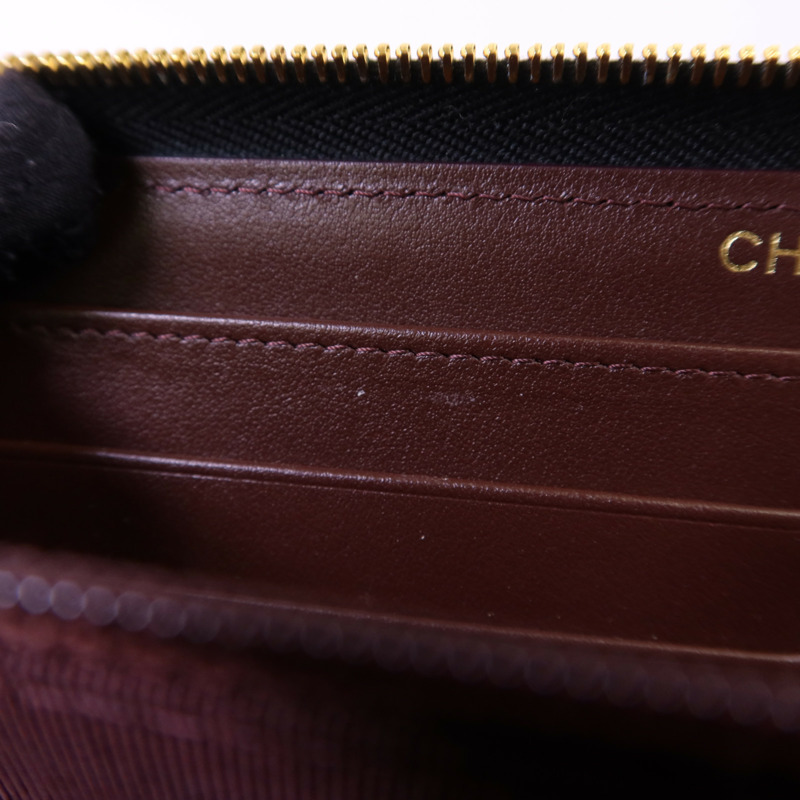 CHANEL 牛皮皮革Zipper Long Wallet金扣長錢包-16