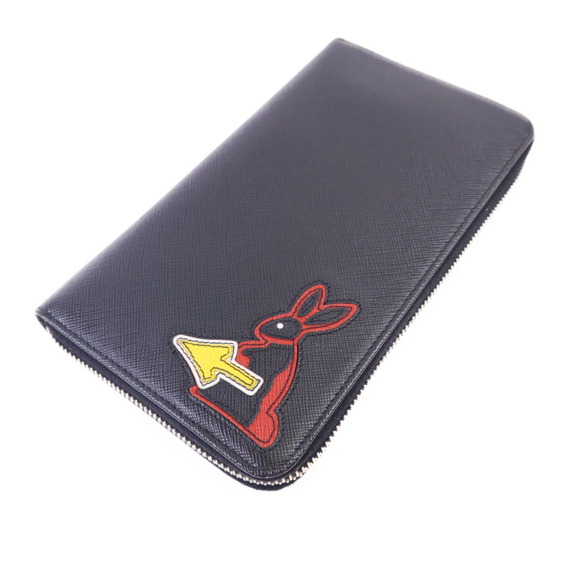 PRADA 牛皮皮革Long Zip Wallet銀扣長錢包-2
