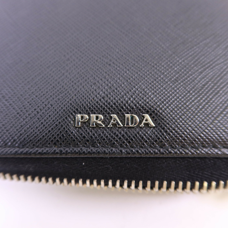 PRADA 牛皮皮革Long Zip Wallet銀扣長錢包-7